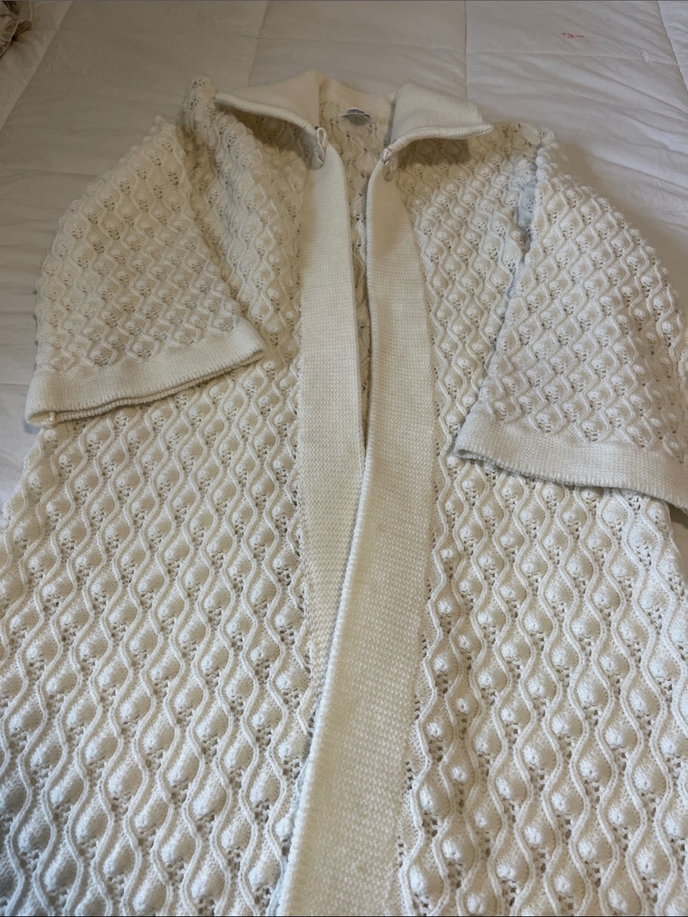 Vintage Cream Cable Knit Open Front Cardigan